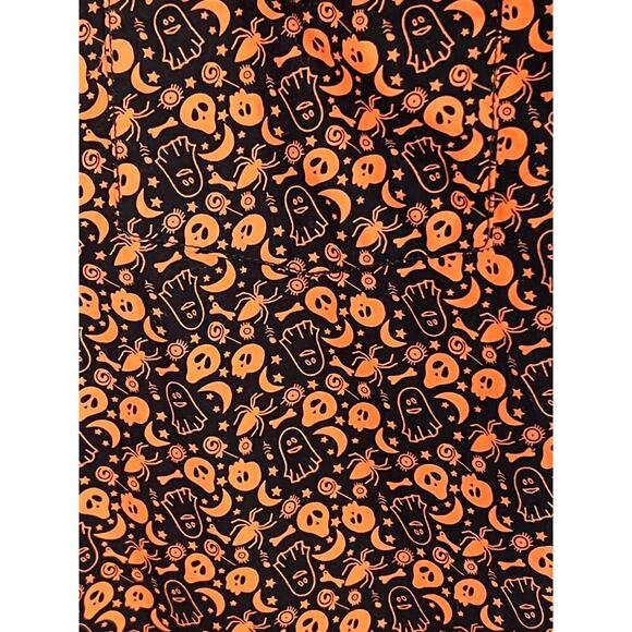 Monument 100% Cotton Halloween Short Sleeve Button-Up Shirt Black/Orange Medium - Picture 4 of 9